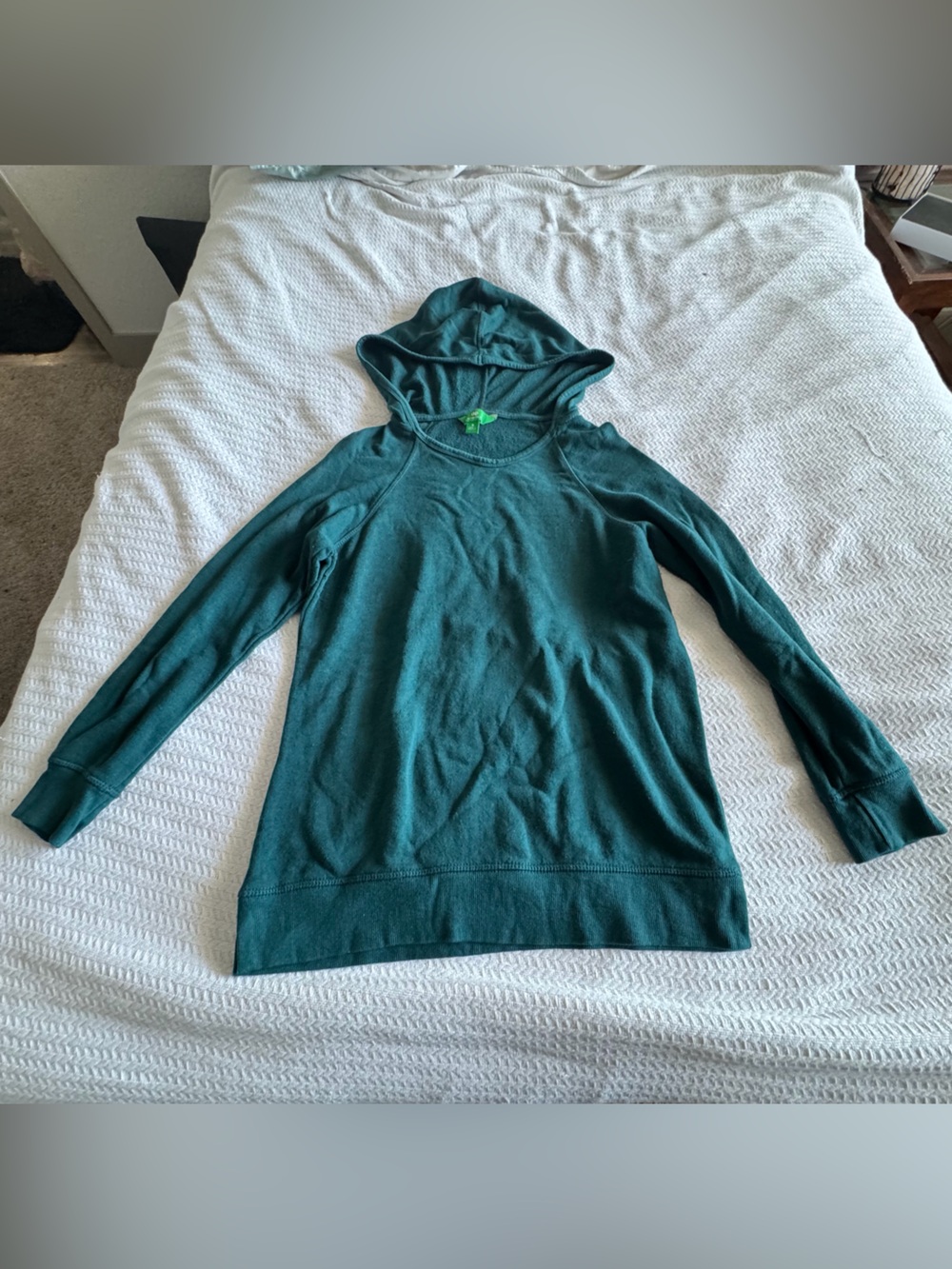 dip Teal Hooded Long Sleeve Top